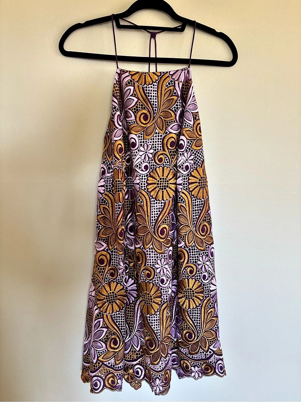 Anthropologie Purple & Brown Floral Mini Dress